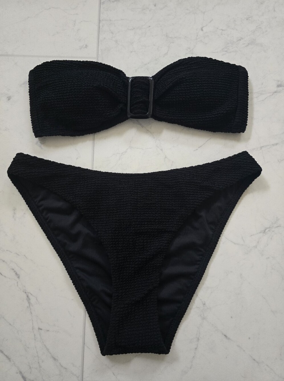 Milly Black Textured Bikini Set - Classic Two-Piece